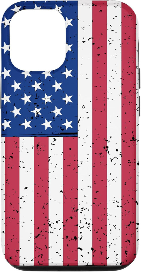 iPhone 12/12 Pro US Flag Vintage Phone Case Red White and Blue American Flag Case...