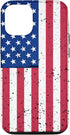 iPhone 12/12 Pro US Flag Vintage Phone Case Red White and Blue American Flag Case...