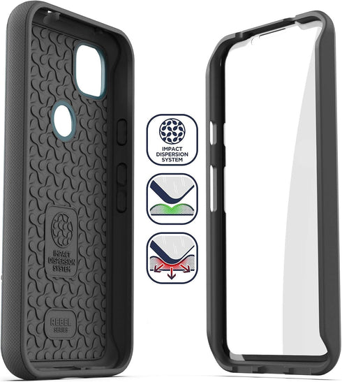 ENCASED Pixel 4a Case with Screen Protector (Rebel Shield) Rugged Full Body Protective Cover with Build-in Screen Guard for Google Pixel 4a - Blue...