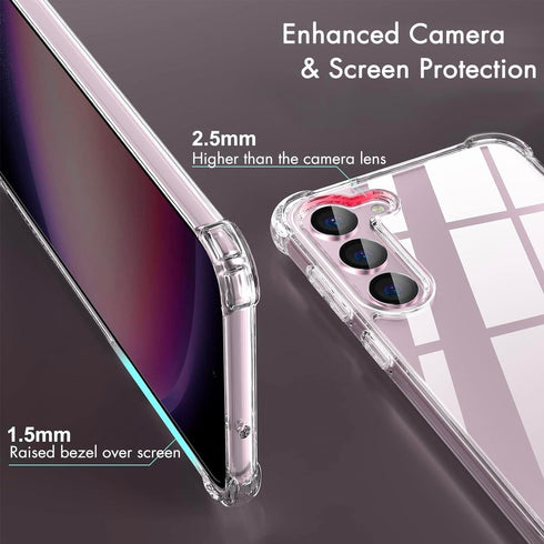 KIOMY Clear Case for Samsung Galaxy S23 5G, Shockproof Bumper Protective Cover Hard PC Back + Flexible TPU Raised Bezel Hybrid Design Slim Fit wit...