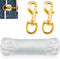 50 FT Flagpole Halyard Rope + 2 Pcs 3.5" Flag Swivel Snap Clips - Flag Pole Hardware Accessories Kit Rope with Eye Bolt Gold Hooks...