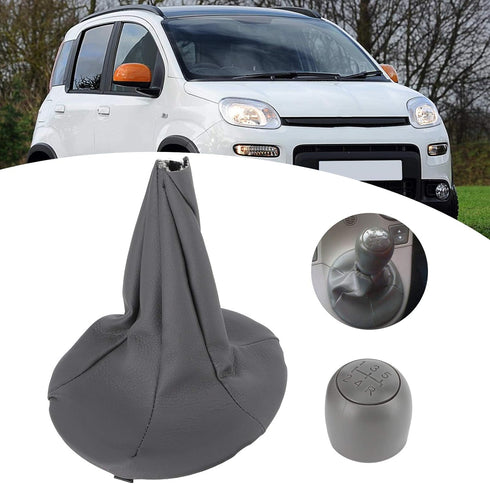 Acouto Shift Knob and Gear Shift Boot,5 Speed Gear Shift Knob with Dustproof Boot Collars for Fiat Panda 500 500C...