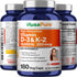 NusaPure Vitamin K2 (MK7) (200mcg) + Vitamin D3 (10000 IU) 180 Veg Caps - Bioperine, Soyfree, Non-GMO...