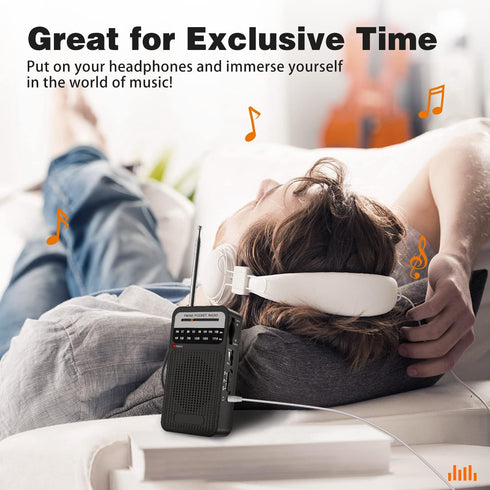 Portable Radio AM FM, Goodes Transistor Radio with Loud Speaker, Headphone Jack, 2AA Battery Operated Radio for Long Range Reception, Pocket Radio...