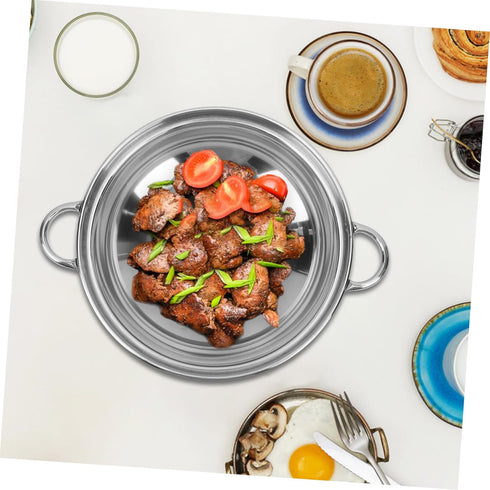 Zerodeko 1 Set Stainless Steel Griddle Chinese Wok Asian Noodles Saute Pan with Lid Korea Noodle Ramen Pot Non Stick Skillet Stainless Steel Saute...