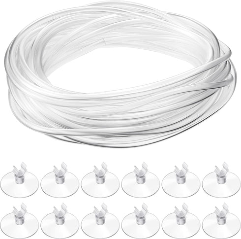 Boao 32.8 ft Aquarium CO2 Proof Tubing Clear Airline Tubing Aquarium Air Tubing 5/16 Inch with 12 Pcs Suction Cups Aquarium Air Pump Accessories f...