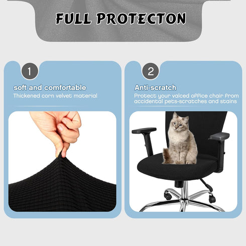 Lounsweer 3 Pieces Headrest Chair Cover Office Chair Cover Rolling Desk Chair Cover Gaming Chair Covers Stretch Washable Computer Chair Slipcovers...