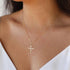 Tewiky Diamond Cross Necklace for women-Dainty 14k Gold Cubic Zirconia Pendant Necklaces Simple Gold Cross Pendant Necklace Cute Tiny Gold Jewelry...