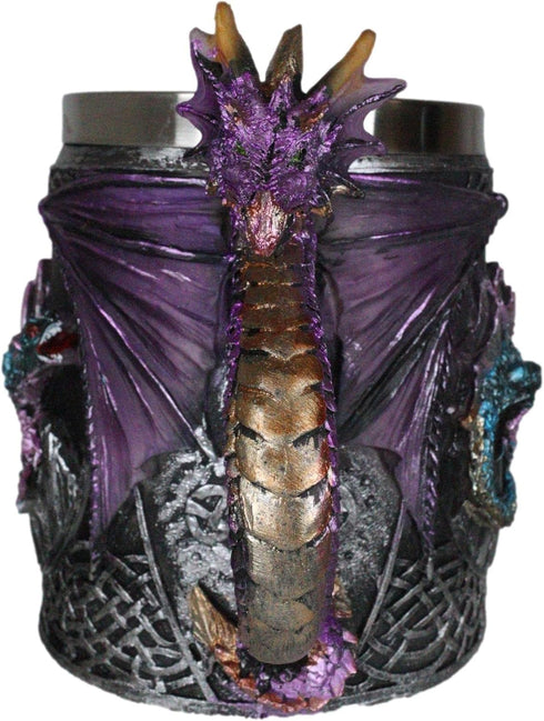 Ebros Myths And Legends The Conception Of Blue Fire Beowulf Purple Dragon Beer Stein Tankard Coffee Cup Mug Great Gift For Dragon Lovers Party Hos...
