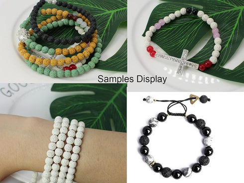 Pamir Tong 500pcs 6mm Bracelet Beads Kit Round Loose Lava Beads Natural Stone & Glass Beads Set for Diffuser Essential Oils Bracelets DIY Jewelry ...