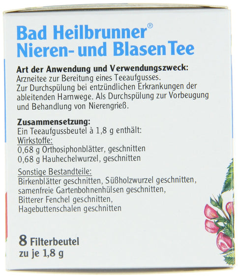 Bad Heilbrunner Nieren und Blasen Tea / kidney and bladder tea(4 Packs each 8 Teabags) - fresh from Germany...