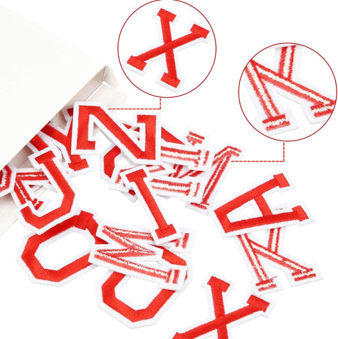 104 Pcs Iron on Letter Alphabet Fabric Patches with Ironed Adhesive Embroidered Decorate Repair A-Z Letter for Bulletin Board School T-Shirts, Jea...