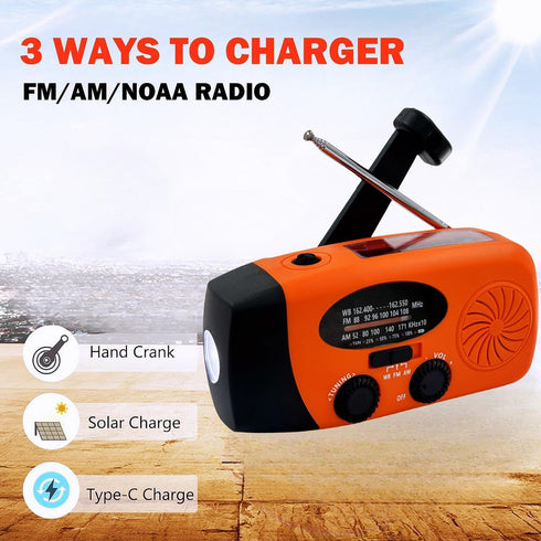 5000mAh Weather Emergency Radio, Portable Solar AM/FM/NOAA Hand Crank Radio, Cell Phone Charger with SOS, 1W LED Flashlight, Headphone Jack, Power...