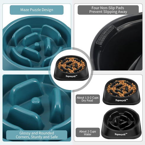 Slow Feeder Dog Bowls 2PCS, Anti-Slip Maze Puzzle Dog Feeding Bowls, Anti-Chocking and Interactive Dog Food Bowls, Bloat Stop Dog Bowls for Small ...