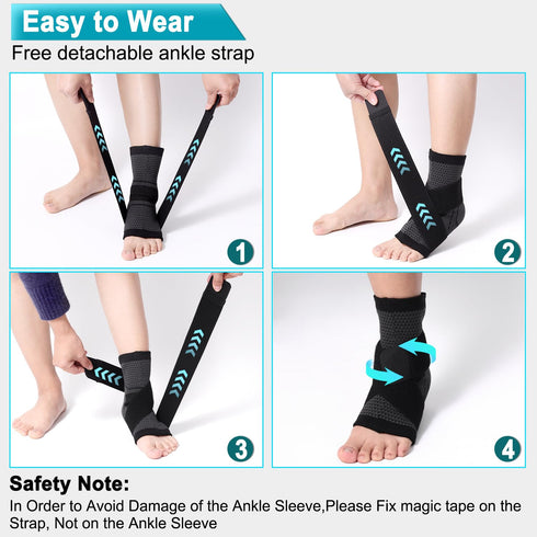 Ankle Brace, Achilles & Plantar Fasciitis Relief Compression Sleeve, Foot Brace with Ankle Support Strap for Women and Men, Heel Protector Wrap fo...