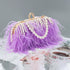 Feather Clutches Purses for Women Bag?Pearl Fluffy Evening Handbags for Wedding Anniversary Party...