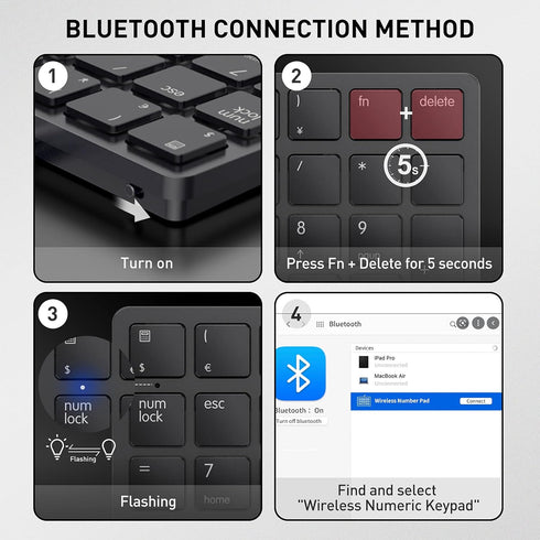 havit Bluetooth Number Pad Wireless Numeric Keypad Numpad 26 Keys Portable Mini Financial Accounting Rechargeable Numeric Pad for Laptop Desktop, ...