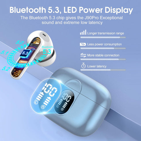 Wireless Earbuds 2024 Bluetooth 5.3 Headphones HiFi Stereo, 40H Playtime in-Ear Earbud, Bluetooth Earbuds with LED Power Display, IP7 Waterproof W...