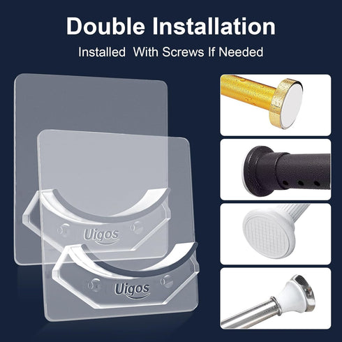 Shower Curtain Rod Holder - Easy Installation - No Drilling Required, Transparent Wall Mount Rod Retainer, Premium Design, 4 Pieces (Rod Not Inclu...