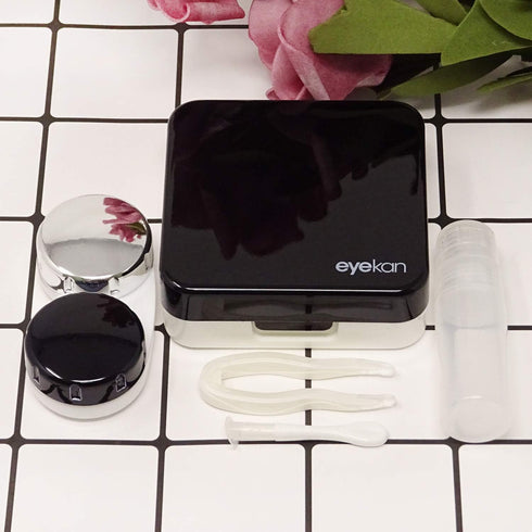 Honbay Fashion Travel Contact Lens Case Kit Mini Contact Lens Box with Mirror (Black)...