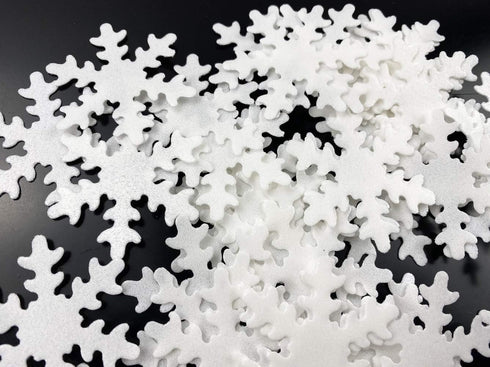 48pcs Edible Christmas Snowflakes White Cupcake Cake Toppers Decoration with Plastic Box Package for Chirstmas Winter Frozen Theme Party...