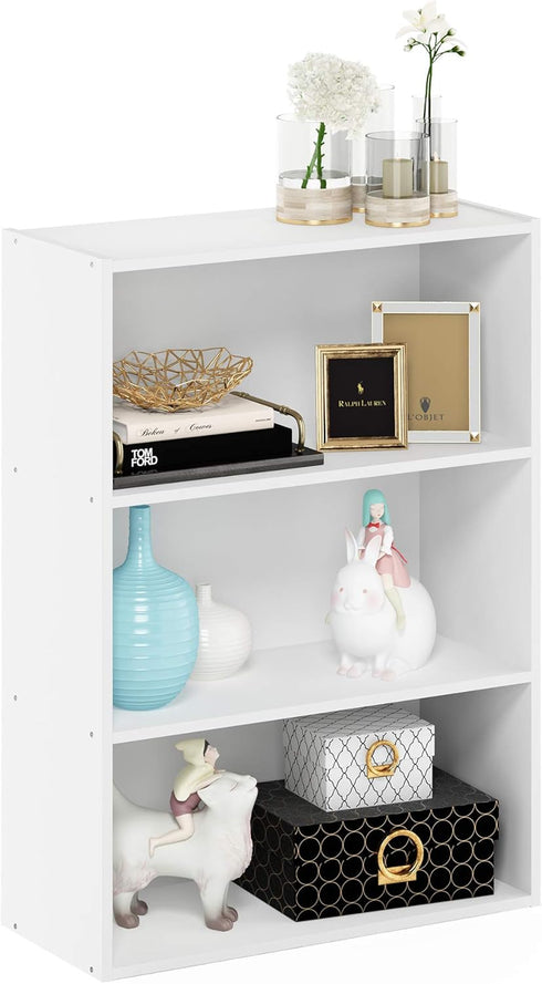Furinno Pasir 3-Tier Open Shelf Bookcase, Plain White...