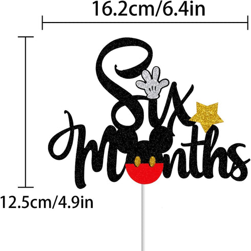 Mickey Six Months Cake Topper,Sparkle Mickey Mouse 1/2 Half Birthday Baby Shower Party Decorations...