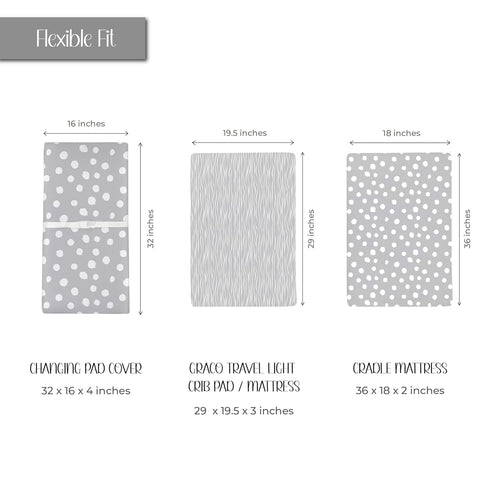Changing Pad Cover Set | Cradle Sheet 2 Pack 100% Jersey Cotton Grey Abstract Stripes and Dots by Ely's & Co...