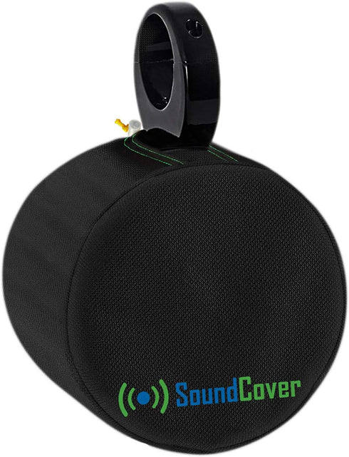 Two Large Black Heavy Duty Marine Wakeboard Tower Pod Speaker Covers for Large Round Boat Speakers - Cover Dimensions: Height 14" x Width 14" x De...