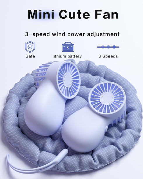 Yinken Mini Handheld Fan Battery Operated Small Personal Portable Speed Adjustable USB Rechargeable Fan Cute Design Powerful Eyelash Fan for Styli...