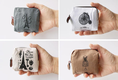 Canvas Coin Bags Women's Small Change Cash Purse Wallets (Set of 4, Paris)...