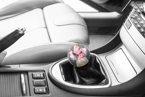 EZAUTOWRAP Flower Pink Auto Car Shift Knob Round Ball Weighted Manual Gear Stick Shifter Adapter JDM Universal...
