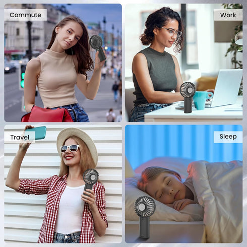 Portable Handheld Fan,3 Speeds Powerful Personal Fan with Flashlight, USB Rechargeable 2400mAh Battery Operated Fan for 3-15 hours, Mini Pocket Fa...