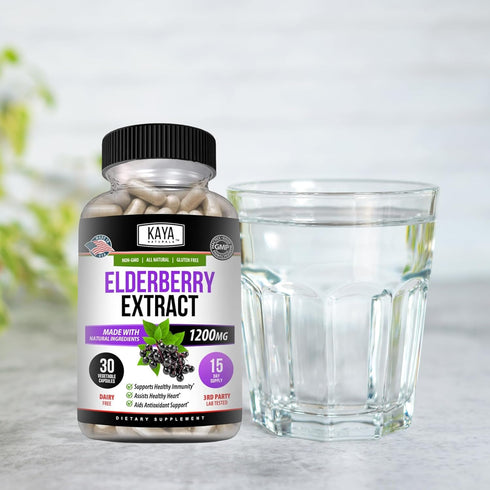 Kaya Naturals Elderberry Immune Support | Elderberry Extract, Rich Antioxidant Premium Elderberry Vitamins, 1200mg Immune System Booster Sambucus ...