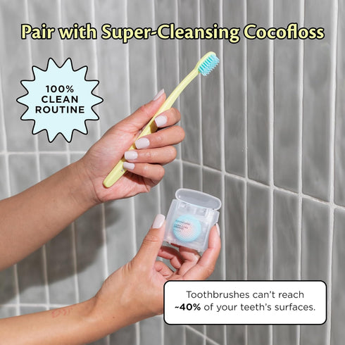 Cocofloss Cocobrush, Ultra-Soft Manual Toothbrush, Dentist-Designed, Gentle on Gums, Made from Recycled Plastic, Limoncello Yellow...