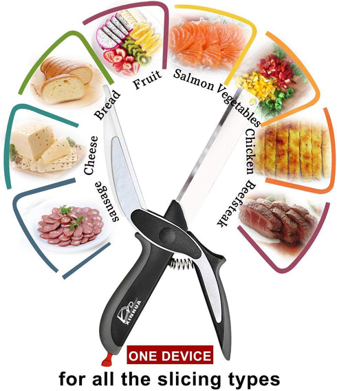 Kitchen Food Cutter Chopper Clever Kitchen Knife with Cutting Board, Clever Multipurpose Food Scissors Stainless Steel Vegetable Slicer Fruit Cutt...