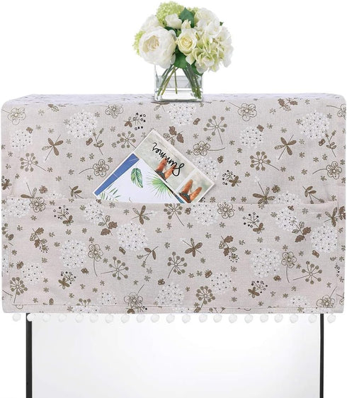 Fridge Washing Machine Dust Proof Cover Protector Multi-purpose Cotton Linen Universal Top Cover with Storage Bag(51x21inch)...