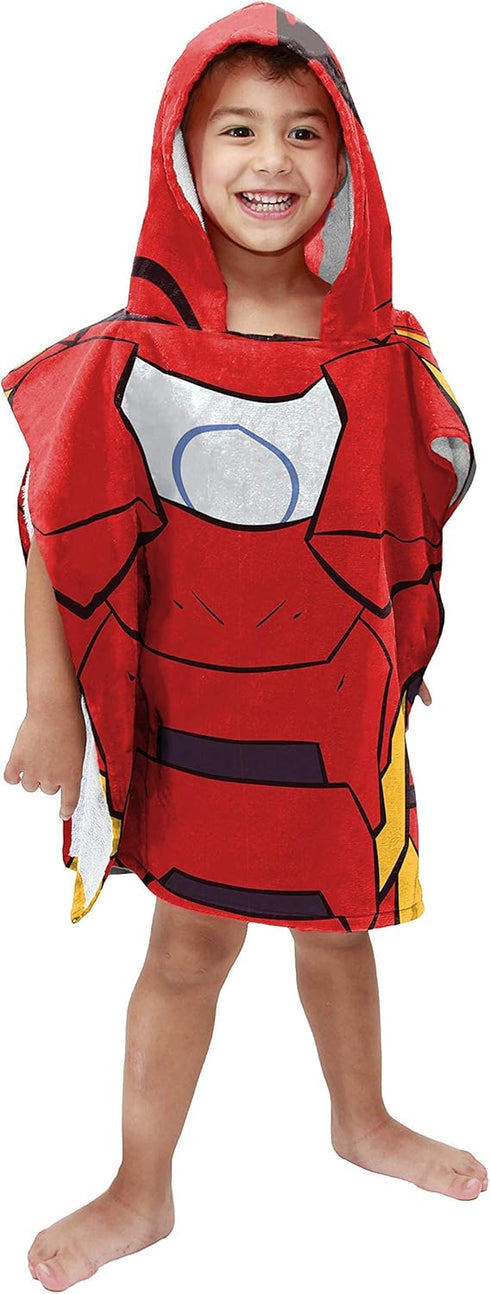 Jay Franco Marvel Super Hero Adventures Iron Man Kids Bath/Pool/Beach Hooded Poncho - Super Soft & Absorbent Cotton Towel, Measures 22 x 22 Inches...
