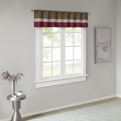 Madison Park Amherst Single Panel Faux Silk Rod Pocket Curtain With Privacy Lining for Living Room, Window Drapes for Bedroom and Dorm, 50x18, Red...