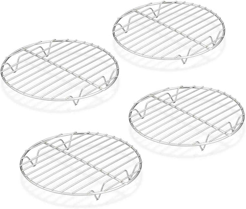 TeamFar Round Cooling Rack Set of 4, 7½ Inch Round Baking Steaming Roasting Rack Set Stainless Steel for Pot Air Fryer, Healthy & Mirror Finish, D...