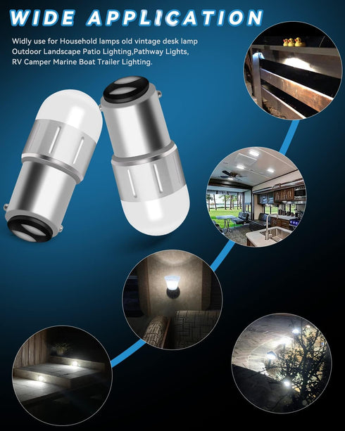 1076 Led Bulb BA15D 1176 1142 1004 90 Bulb S8 10-30Volt AC/DC for Outdoor Landscape Patio Lighting,Deck Step Pathway Lights,Interior RV Camper Mot...