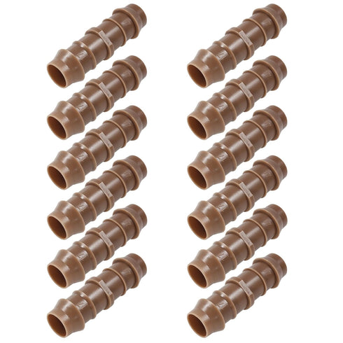 17mm/1/2 Inch Barbed Coupling, 12 Packs Drip Line Connectors Fittings for 1/2 Inch Drip Tubing, Drip Irrigation Coupler for Patio, Lawn, Garden...