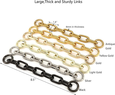 Fashion Large Metal Cross-Body Purse Strap Extender,Handbag Shoulder Strap Extender,Bag Chain Accessory Charms (Light Gold)...