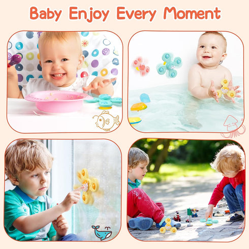 Suction Cup Toy for Baby,3 Pcs Spinning Toy Early Education Bathtub Toy Sea Animals Design Super Suction Intelligence Development High Chair Toys ...