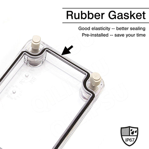 QILIPSU Junction Box with Mounting Plate 110x80x70mm, Clear Cover Plastic DIY Electrical Project Case IP67 Waterproof Dustproof Enclosure Grey (4....