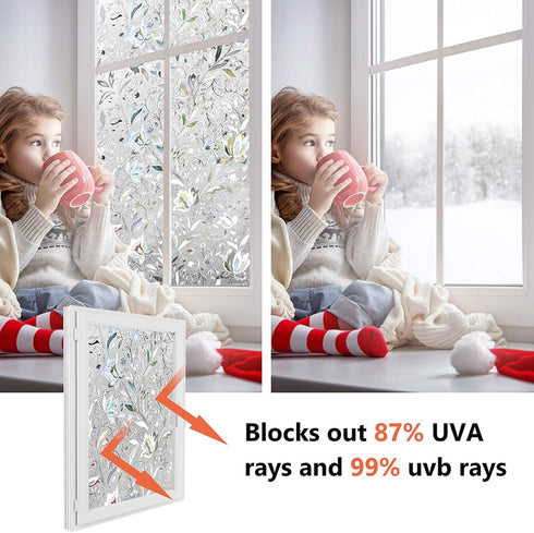 Kromapolis Window Privacy Film, Vinyl Glass Covering, Stained Decorative Film Frosted, Static Window Clings, Non-Adhesive, No-Glue (17.5 x 78.7 in...