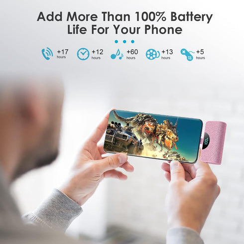 USB-C Portable Charger Power Bank 5200mAh,Ultra Compact LCD Display Battery Pack Backup Charger Compatible with iPhone 15/15 Plus/15 Pro/15 Pro Ma...