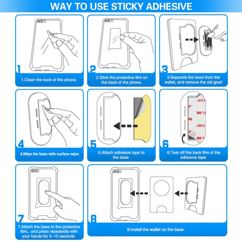 8PCS Sticky Adhesive Replacement for Pops Wallet Plus & Wallet Base, Very High Bond Stickiness 3M VHB Double Sided Pads for Socket Wallet+ Case Ba...