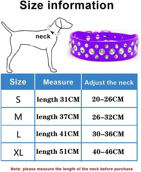 Rhinestone Dog Collar, Bling Rhinestone PU Leather Crystal Diamond Pet Dog Cat Puppy Collar Black S M L XL (M, Green)...