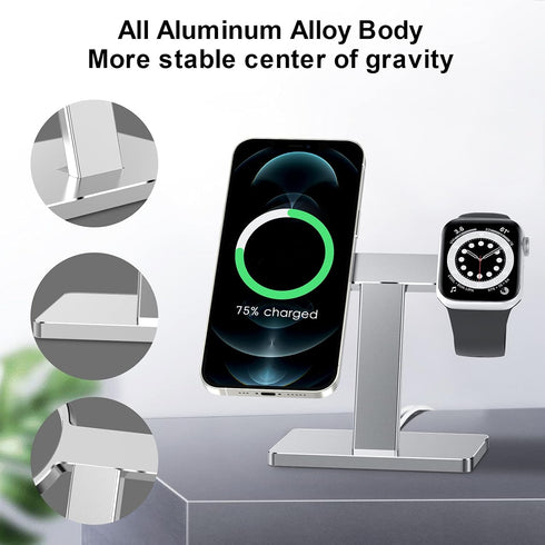 EWA 2 in 1 Magsafe Charger Stand, Aluminum Alloy,Cell Phone Stand Holder, Compatible with iphone15/pro/pro Max, iPhone 14/13/12/ Pro Max and Apple...